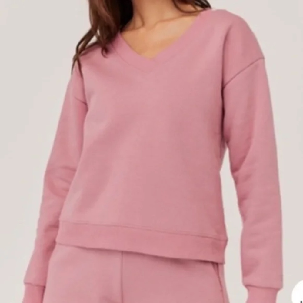 PACT Organic Cotton Blend Pink Blush Calla V‎ Neck Sweater XL